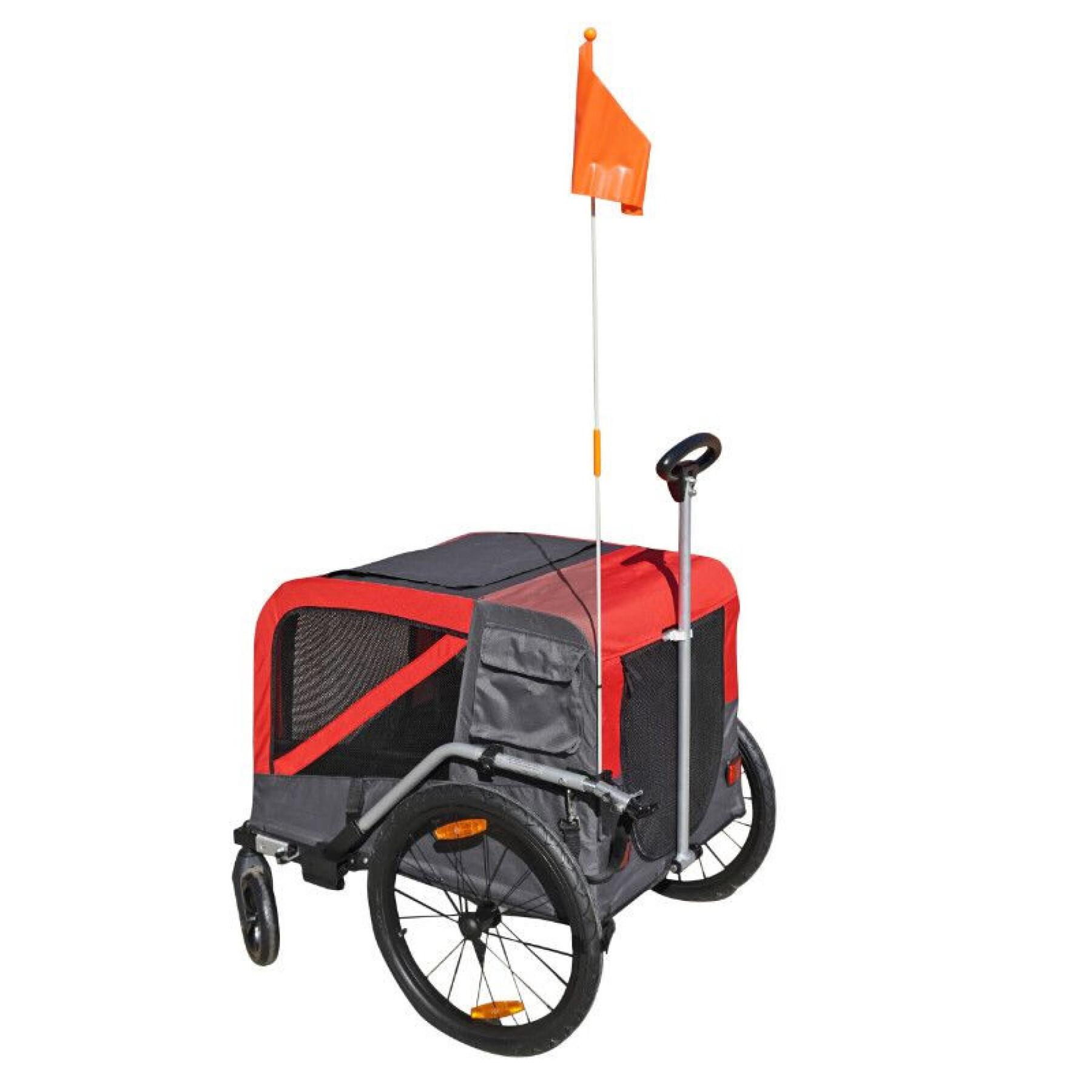 Maxi remolque de bicicleta utilitaria con ruedas de 20" y eje de rueda trasera - fondo metálico reforzado para el transporte de perros o equipaje con asa y 2 ruedas P2R
