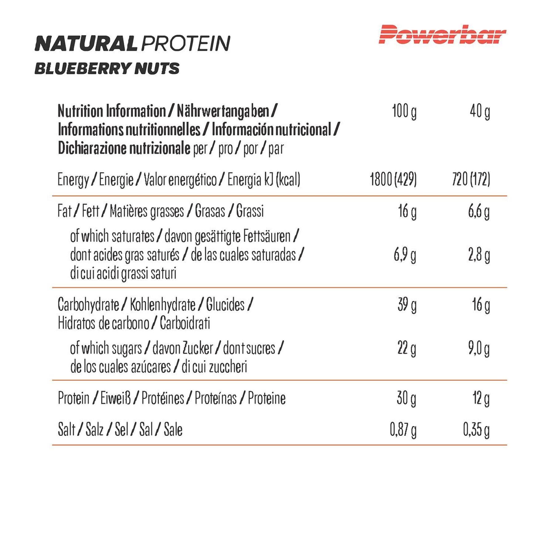 Paquete de 18 barritas nutritivas proteicas PowerBar Natural