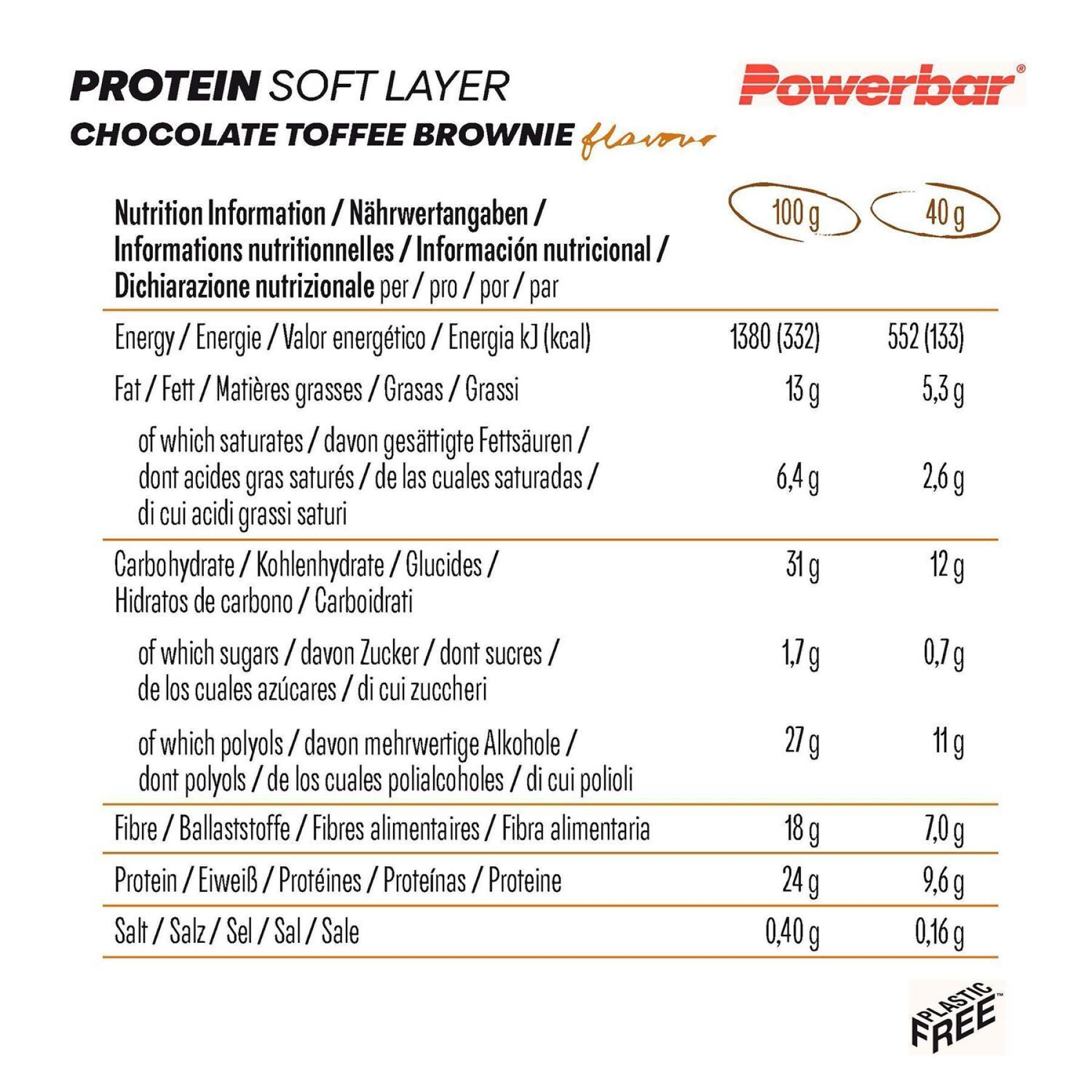 Paquete de 12 barritas nutritivas de proteínas PowerBar Soft Layer
