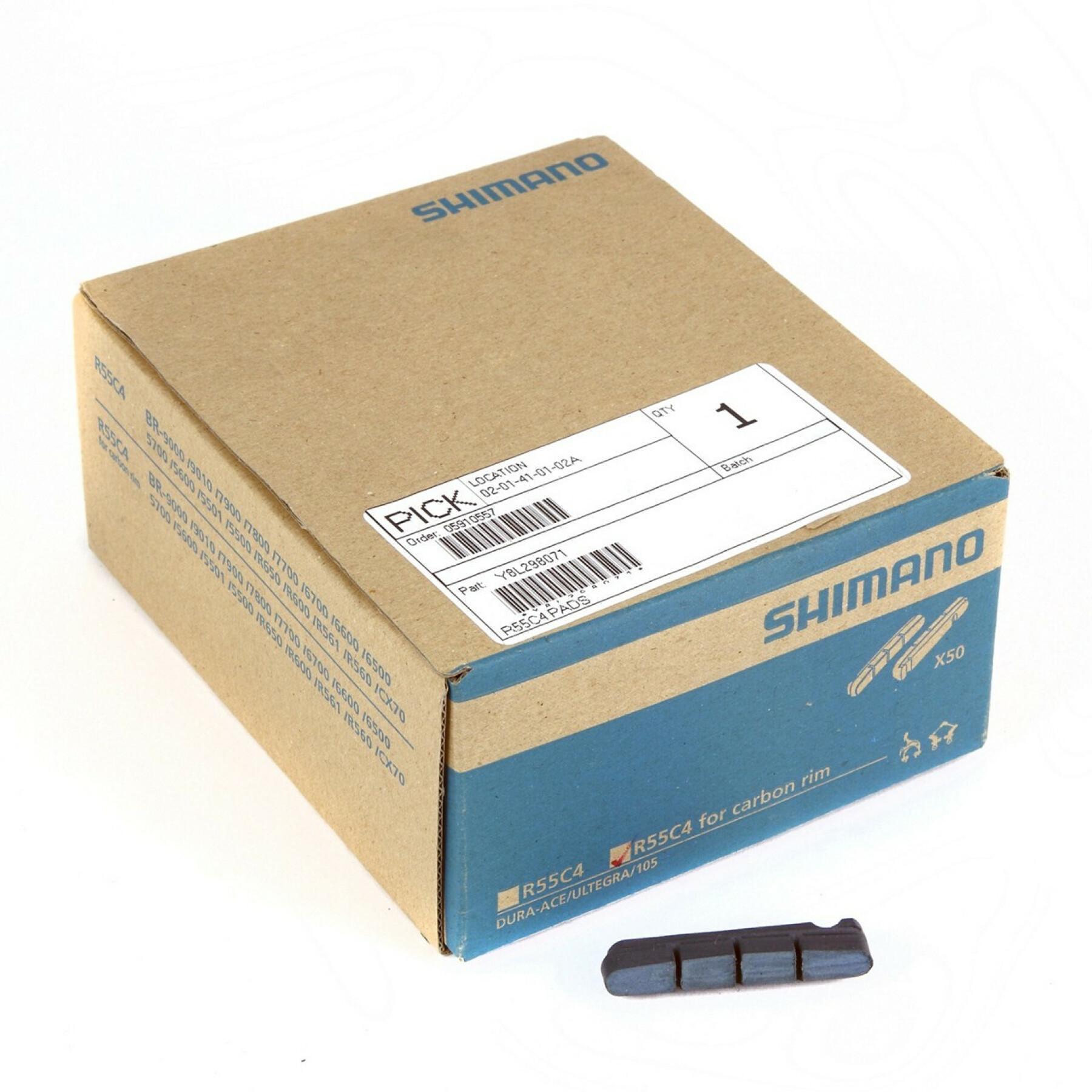 Paquete de 50 pares de pastillas de freno de carbono para carretera Shimano R55C4