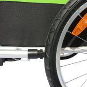 Remolque para bicicleta maxi de aluminio de 2 plazas con fijación de eje de rueda - suministrado con rueda delantera + asa de freno - montaje rapide sin herramientas P2R 36 Kg